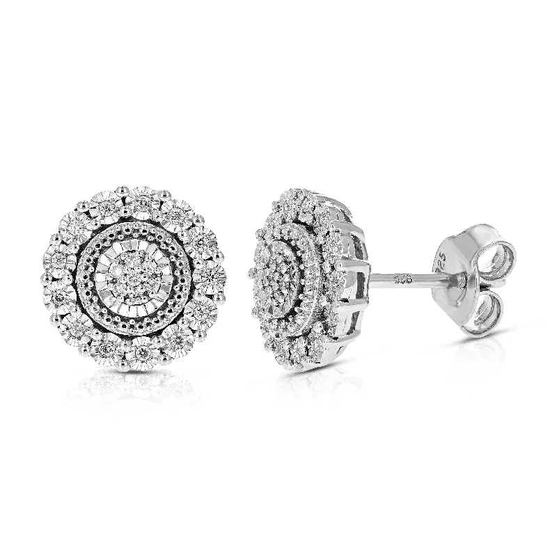 1/10 cttw Round Cut Lab Grown Diamond Stud Earrings in .925 Sterling Silver