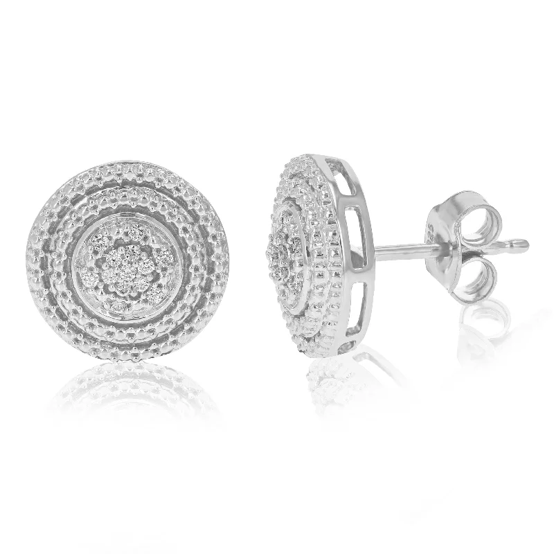 1/10 cttw Round Lab Grown Diamond .925 Sterling Silver Stud Earrings Prong Set