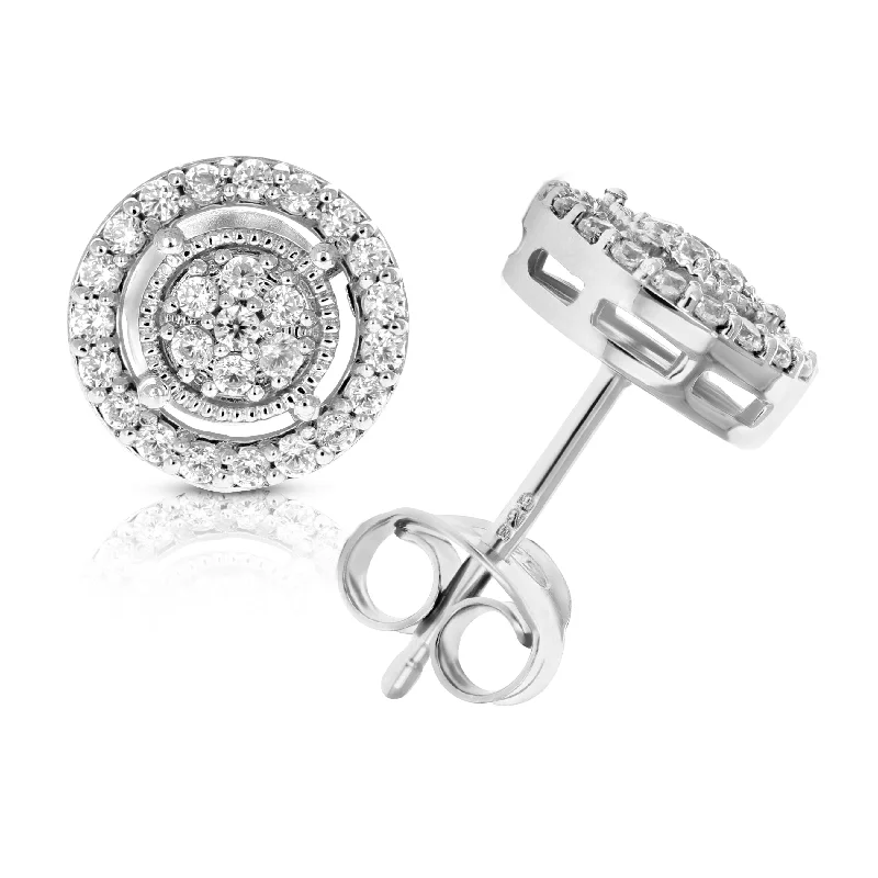 1/2 cttw Diamond Stud Earrings Composite in .925 Sterling Silver With Rhodium