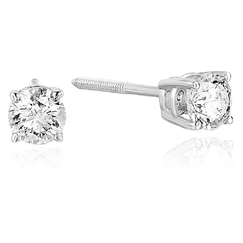 1/3 cttw Diamond Stud Earrings 14K White Gold I2-I3 Clarity