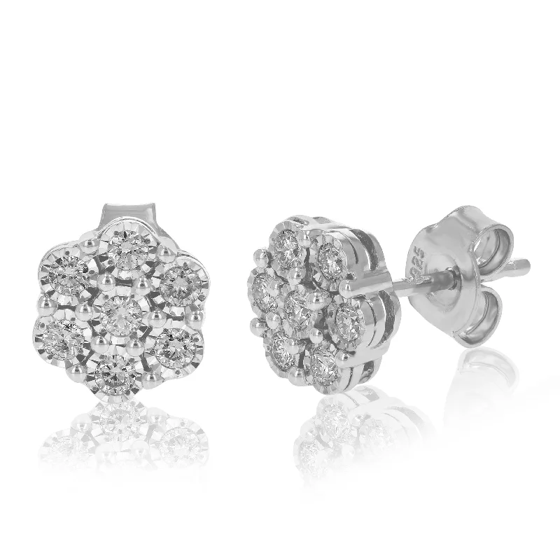 1/3 cttw Round Lab Grown Diamond Stud Earrings in .925 Sterling Silver Prong Set