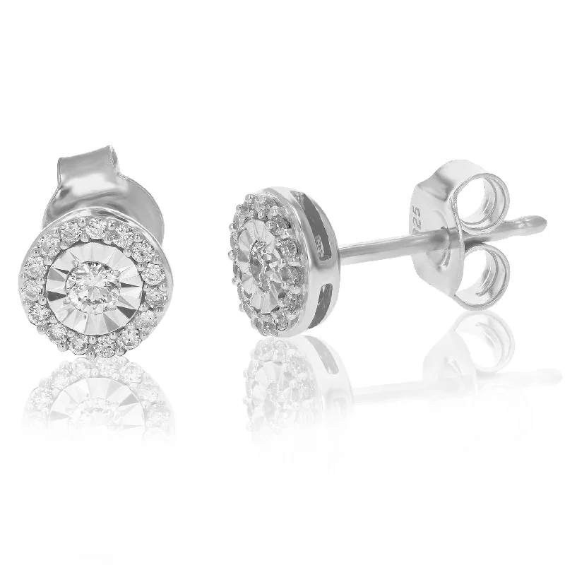 1/4 cttw Lab Grown Diamond Stud Earrings in .925 Sterling Silver Round Cut Prong Set