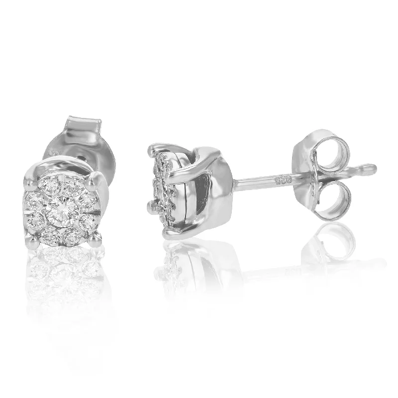 1/4 cttw Round Lab Grown Diamonds Stud Earrings in .925 Sterling Silver Prong Set