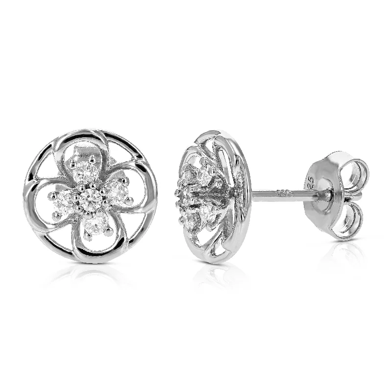 1/5 cttw Lab Grown Diamond Stud Earrings Gorgeous Prong Setting on .925 Sterling Silver