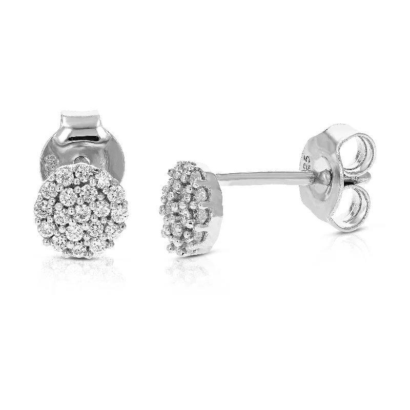 1/5 cttw Round Lab Grown Diamond Stud Earrings In .925 Sterling Silver With Prong Settings