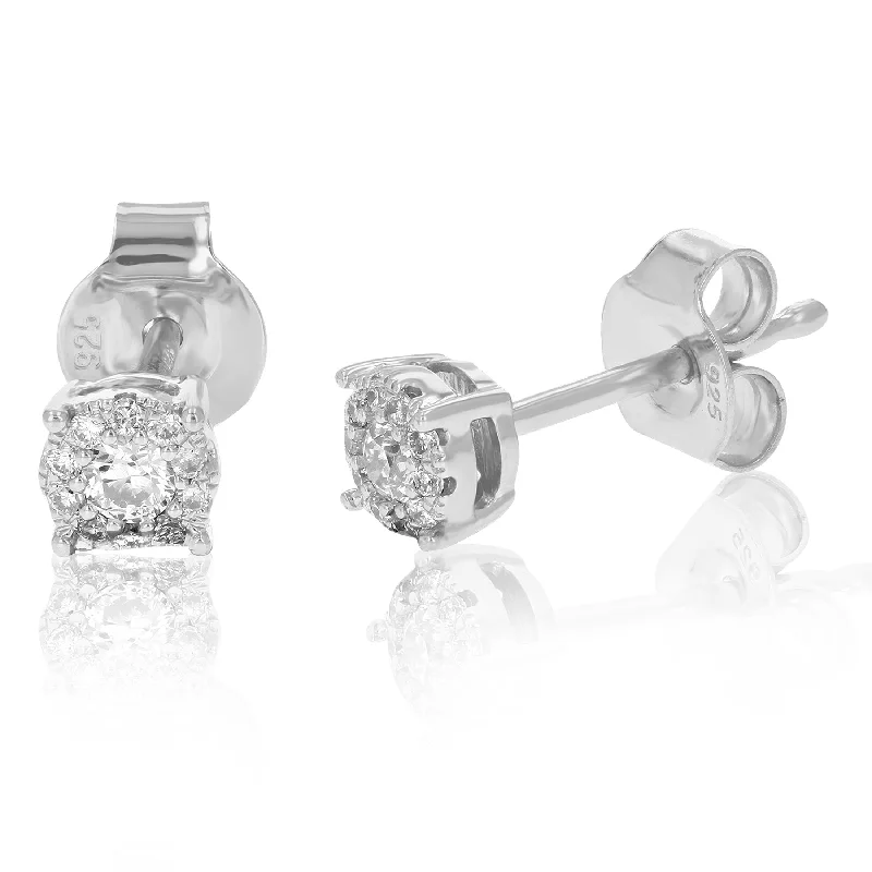 1/5 cttw Stud Earrings Made of Round Lab Grown Diamonds And 925 Sterling Silver Prong Setting