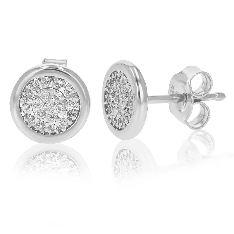 1/6 cttw Round Lab Grown Diamond Stud Earrings .925 Sterling Silver Prong Set