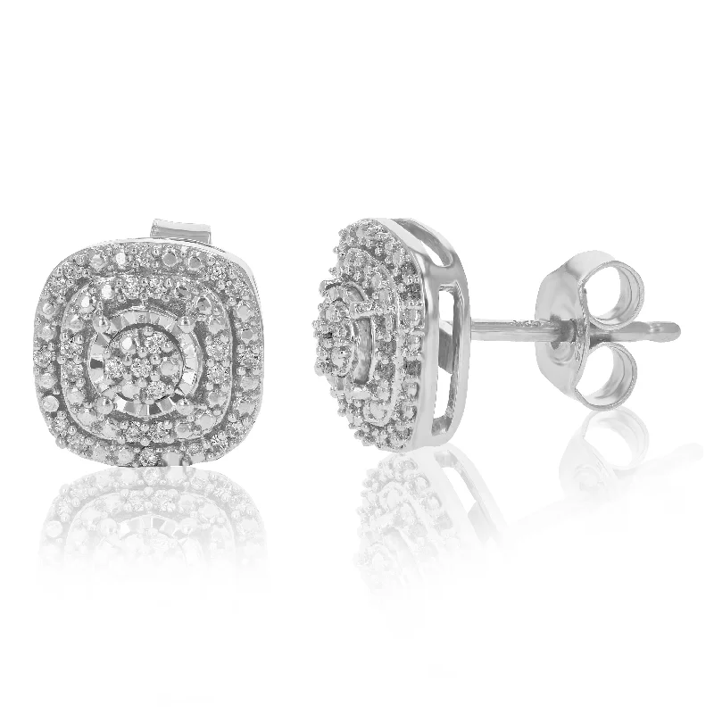 1/6 cttw Stud Earrings Made with Round Lab Grown Diamonds In .925 Sterling Silver Prong Settings