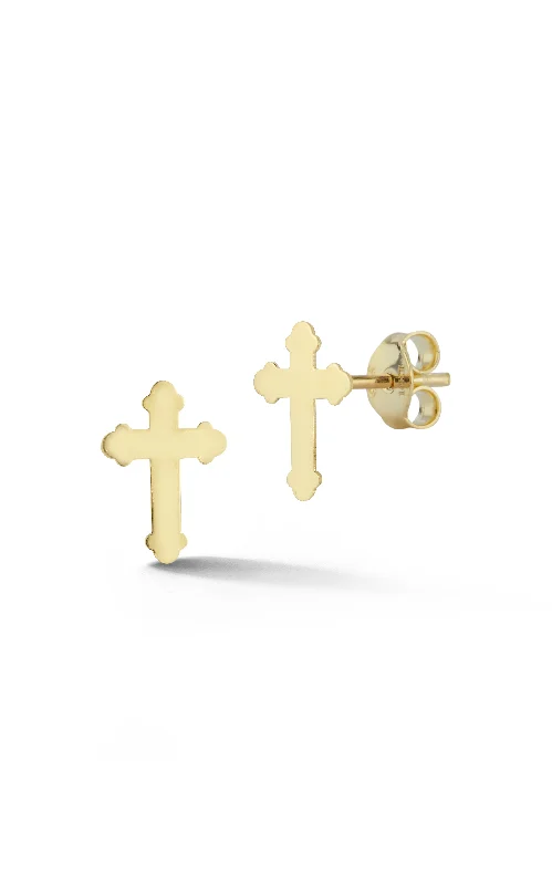 14K Italian Gold Cross Stud Earrings