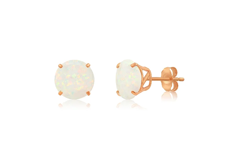 14k Rose Gold 9mm Round Cut Gemstone Stud Earrings