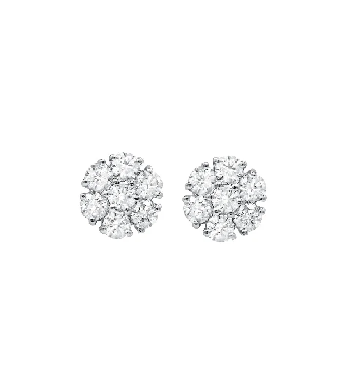 14K White Gold 0.50ct Flower Stud Earrings