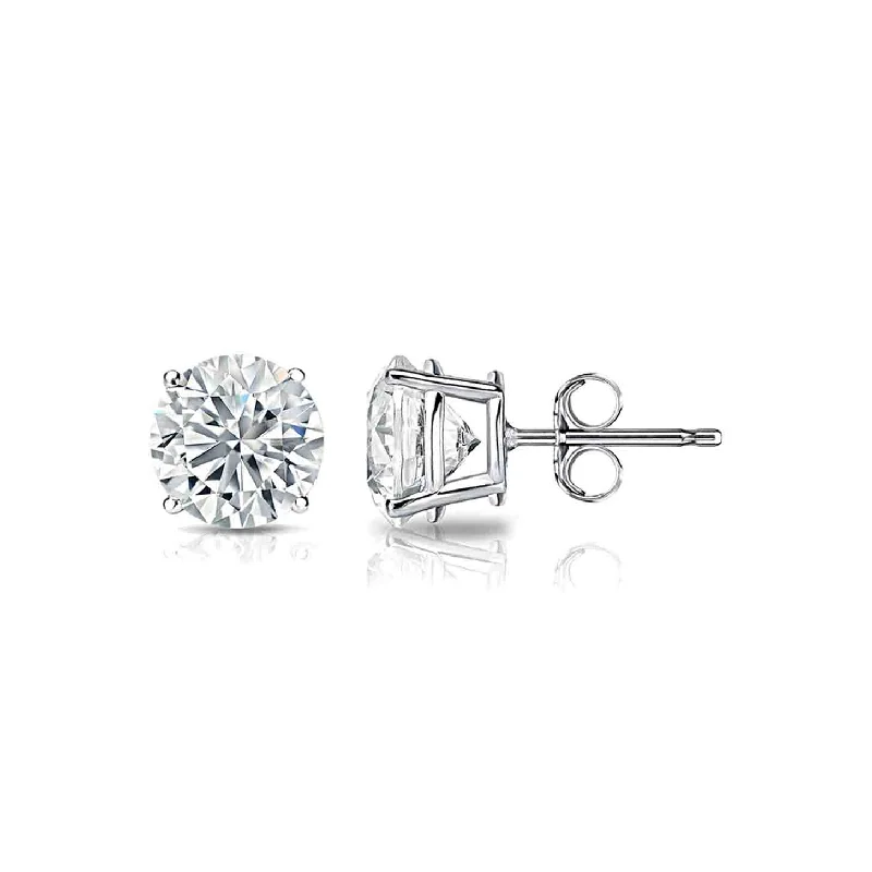 14K White Gold 1.00ct. Center Stone Diamond Stud Earrings