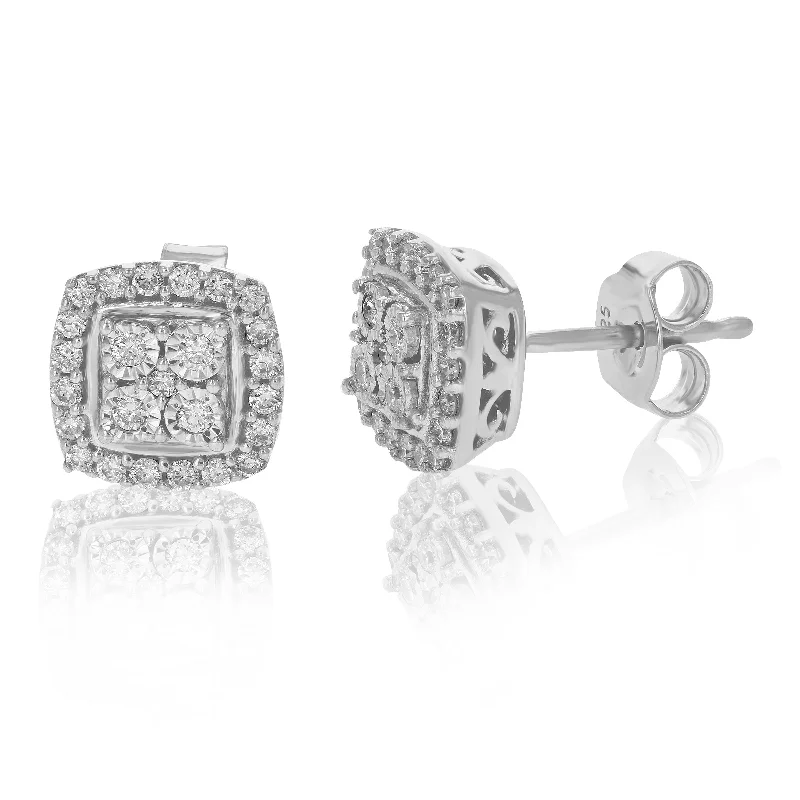 3/8 cttw Stud Earrings Round Lab Grown Diamonds Prong Set On 925 Sterling Silver