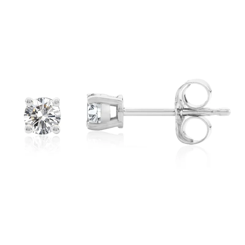 Certified 14k White Gold Lab Grown Diamond Solitaire Stud Earrings (1/4 ct.tw)