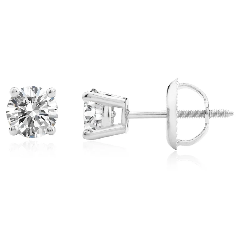 Certified 14k White Gold Lab Grown Diamond Solitaire Stud Earrings (3/4 ct.tw)