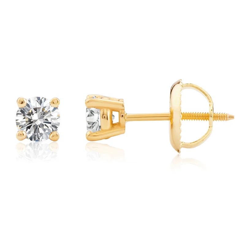 Certified 14k Yellow Gold Lab Grown Diamond Solitaire Stud Earrings (1/2 ct.tw)