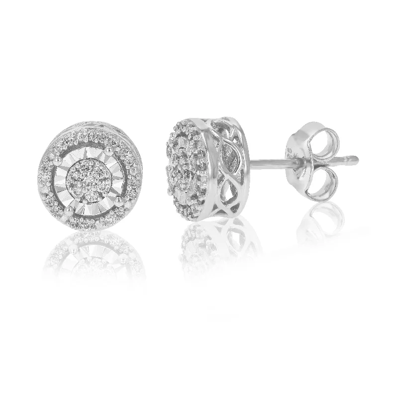 Elegant 1/5 cttw Round Lab Grown Diamond Stud Earrings Prong Setting on .925 Sterling Silver