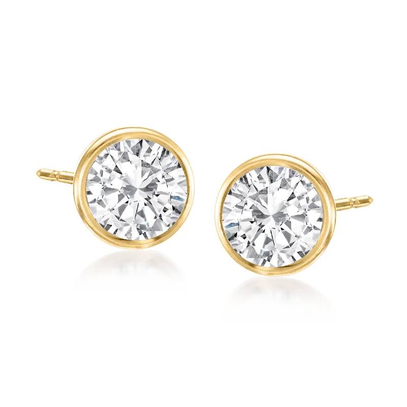 Ross-Simons Bezel-Set Diamond Stud Earrings in 14kt Yellow Gold