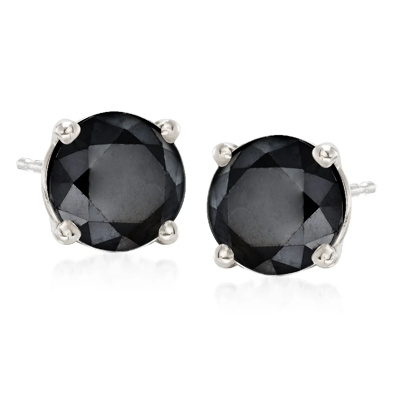 Ross-Simons Black Diamond Stud Earrings in Sterling Silver