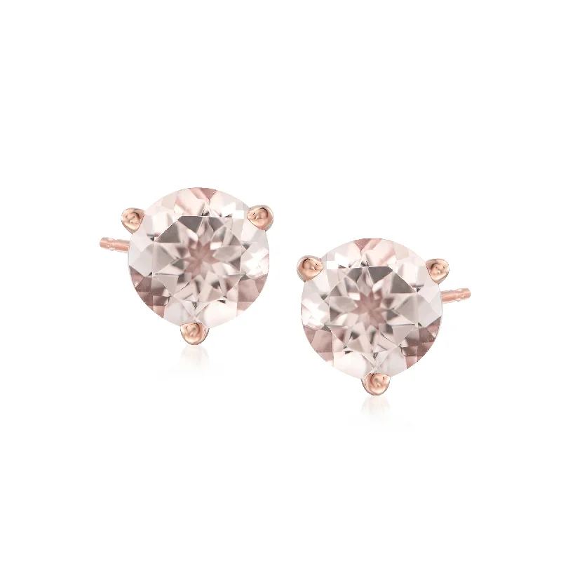 Ross-Simons Morganite Stud Earrings in 14kt Rose Gold