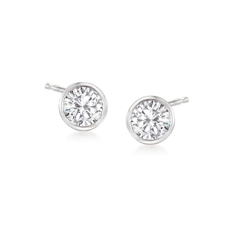 RS Pure by Ross-Simons Bezel-Set Diamond Stud Earrings in Sterling Silver