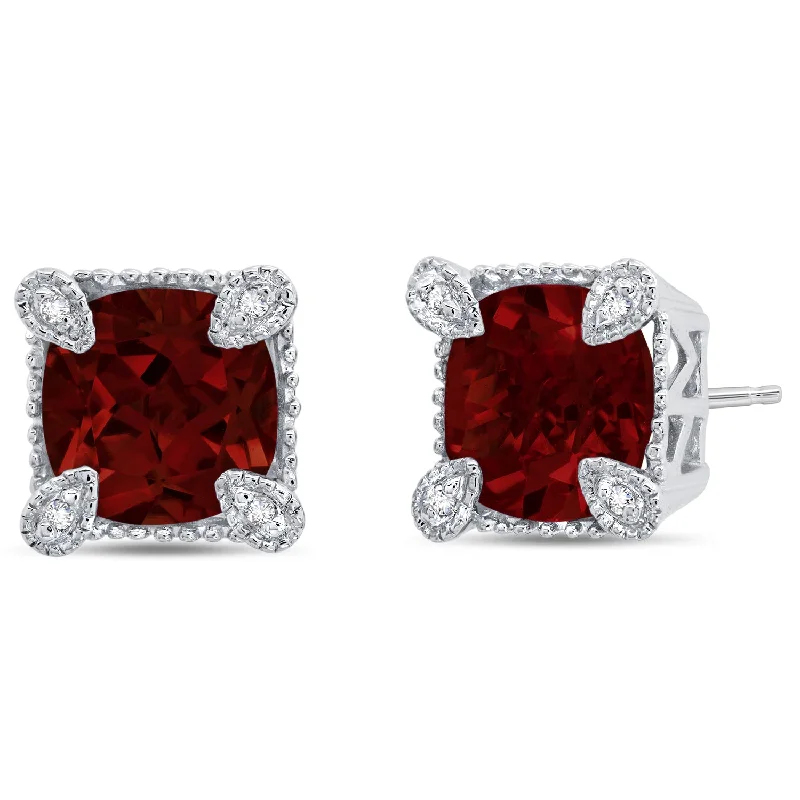 Sterling Silver 8mm Cushion Cut Gemstone Stud Earrings