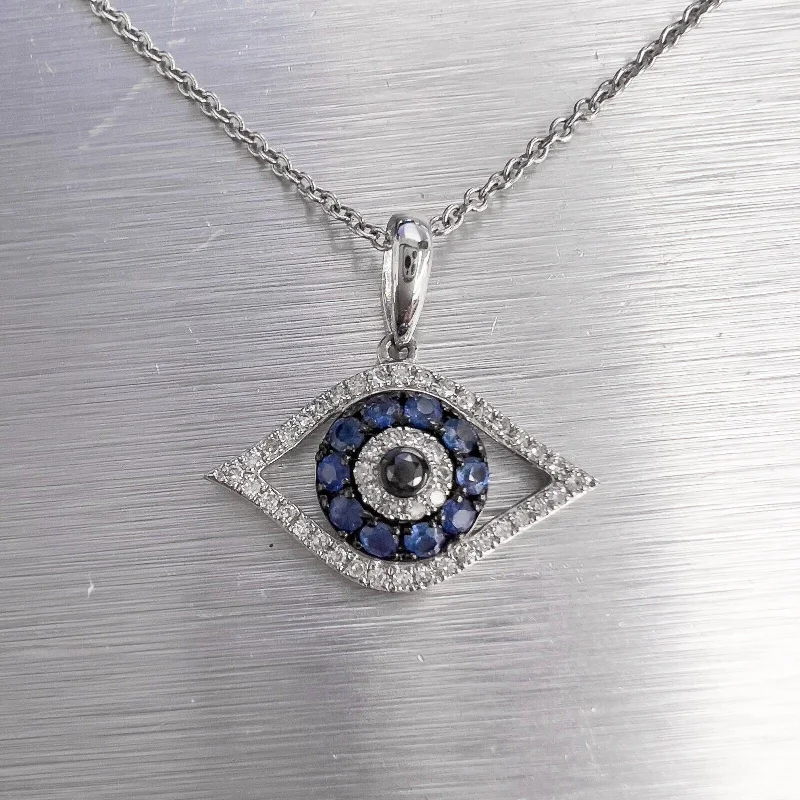 Celebrate Every Occasion With Sparkling Savings EFFY 14k White Gold Diamond & Sapphire Evil Eye Necklace 18" 0.42ctw RET: $1,195 Celebrate Every Occasion With Sparkling Savings EFFY 14k White Gold Diamond & Sapphire Evil Eye Necklace 18" 0.42ctw RET: $1,195