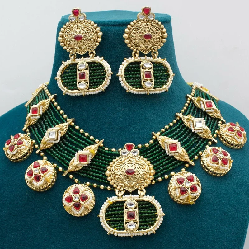 Luxury Jewelry Sale – Sparkle For Less JCM Gold Plated Kundan Stone And Peals Necklace Set