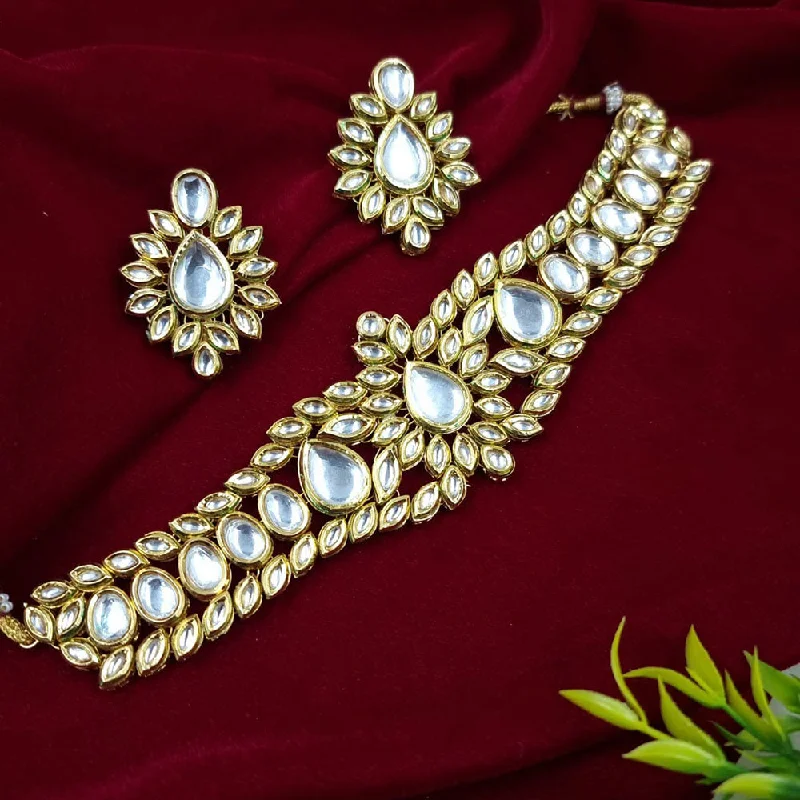 Grab Your Dream Jewelry At The Lowest Prices JCM Gold Plated Kundan Stone Choker Necklace Set
