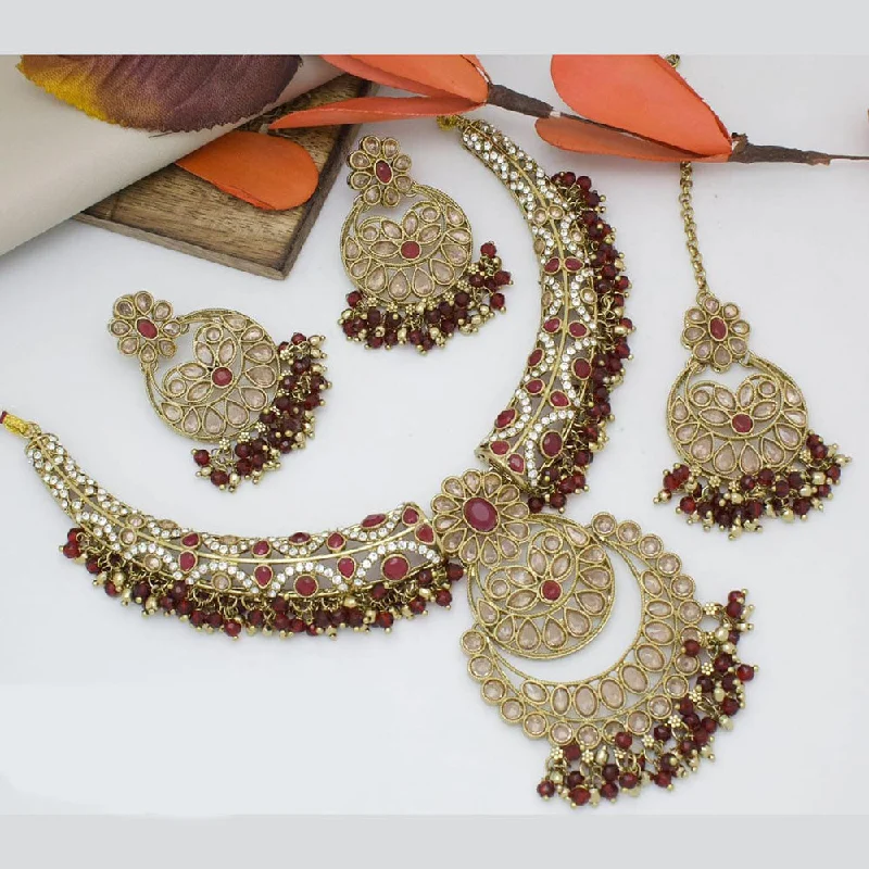 Shop Elegant Jewelry At Unbeatable Prices Manisha Jewellery Gold Plated Crystal Stone And Beads Pearls Necklace Set