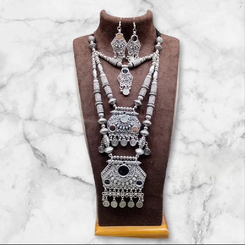 Limited-Stock Jewelry Sale – Once It's Gone, It's Gone Manisha Jewellery Oxidised Plated Mirror Double Necklace Set Limited-Stock Jewelry Sale – Once It's Gone, It's Gone Manisha Jewellery Oxidised Plated Mirror Double Necklace Set