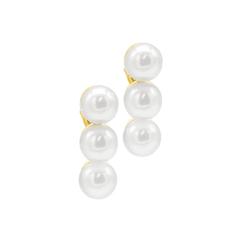Celebrate Every Occasion With Sparkling Savings 14k Gold Plated Oversized Pearl Bar Studs Earrings