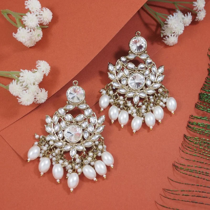 Jewelry Deals That Sparkle – Shop Today Etnico Gold Plated Traditional Kundan & Pearl Chandbali Earrings For Women (E3155W)