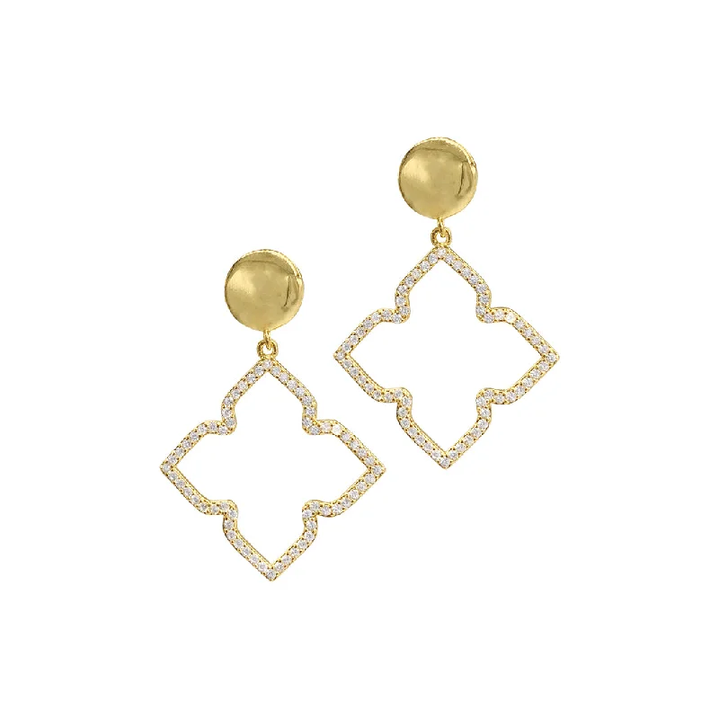 Affordable Glamour – Premium Jewelry At Special Prices 14k Gold Plated Flower Crystal Drop Earrings
