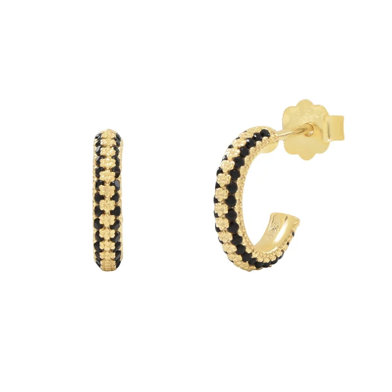 Personalized Engraved Jewelry For Meaningful Gifts Black CZ Huggie Studs