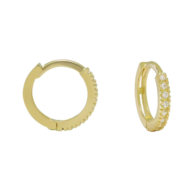 Seasonal Jewelry Deals – Elevate Your Style 10k Solid Gold CZ Textured Channel Huggie