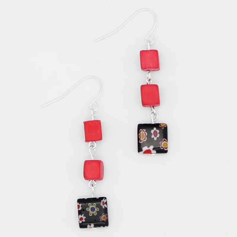 Shop Handcrafted Jewelry At Special Promotional Rates Red Floral Drop Earring