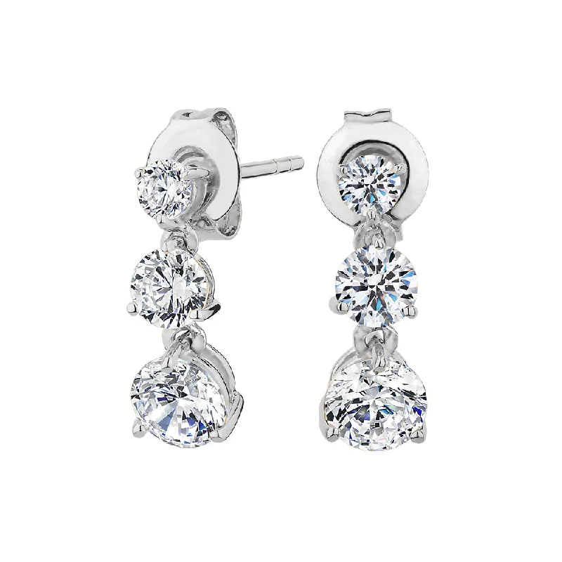 Dazzle In Elegance With Our Biggest Jewelry Sale Round Brilliant drop earrings with 1.64 carats* of diamond simulants in 10 carat white gold