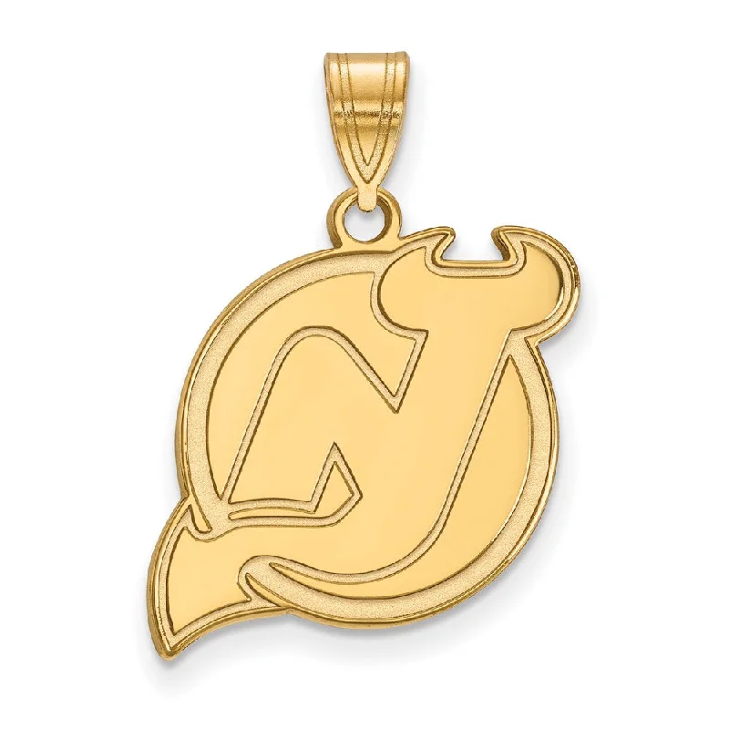 10k Yellow Gold NHL New Jersey Devils Large Pendant