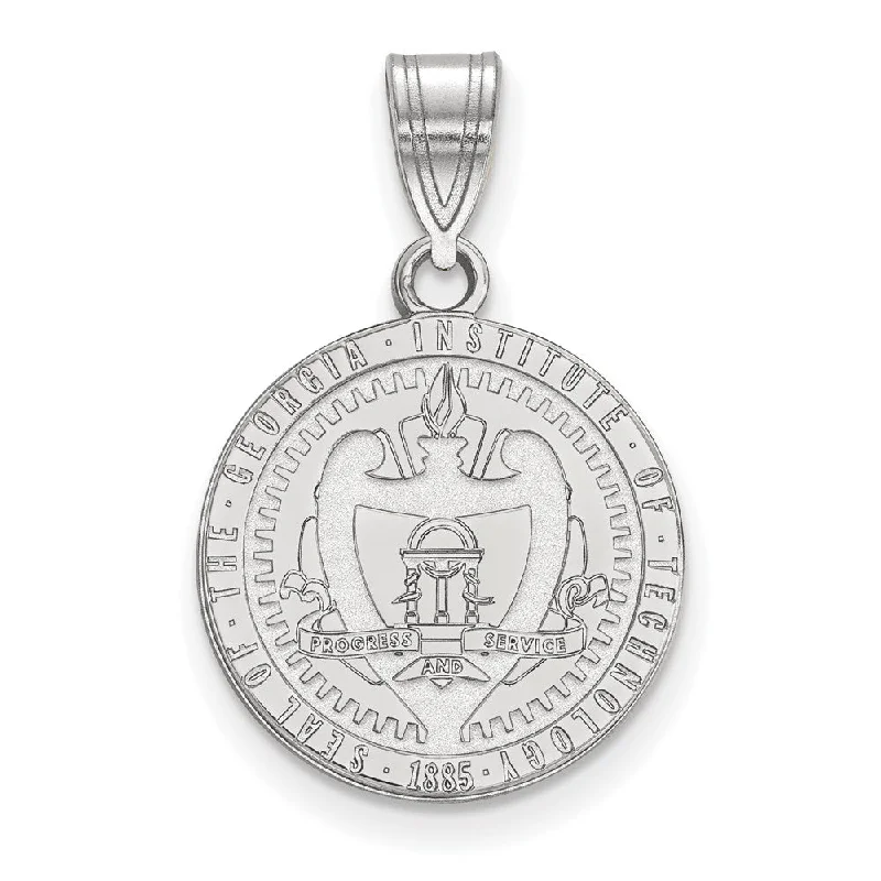 14K White Gold Georgia Institute of Technology MD Disc Crest Pendant