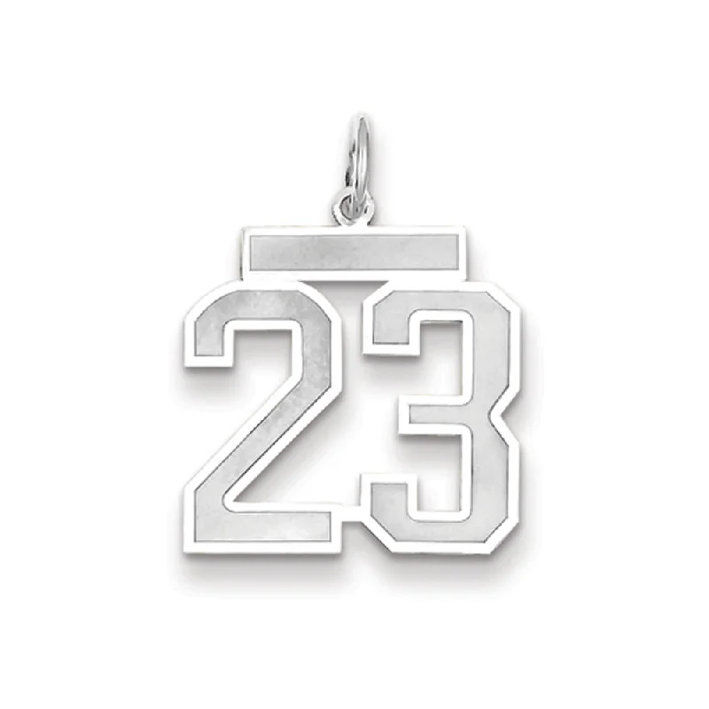 14k White Gold, Jersey Collection, Medium Number 23 Pendant