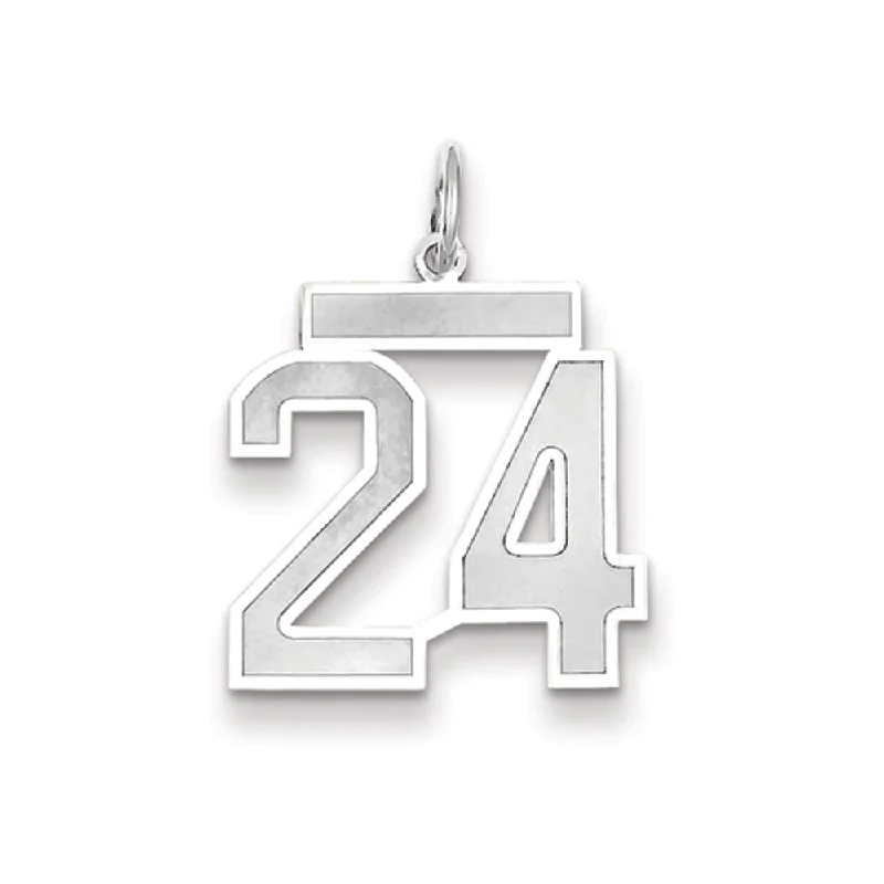 14k White Gold, Jersey Collection, Medium Number 24 Pendant