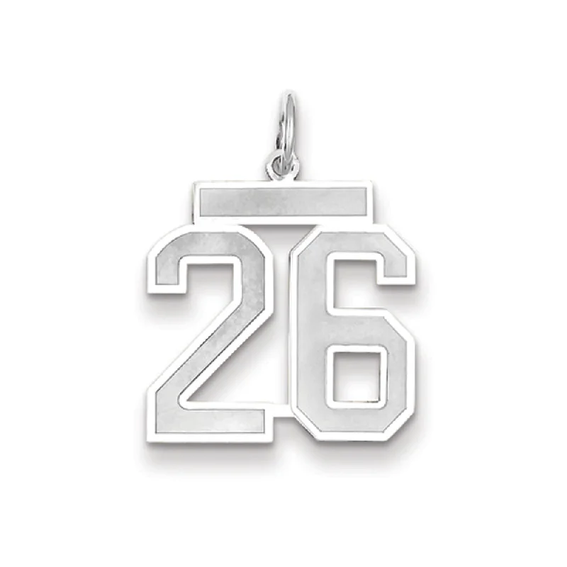 14k White Gold, Jersey Collection, Medium Number 26 Pendant