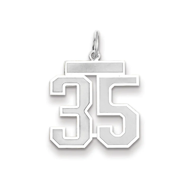 14k White Gold, Jersey Collection, Medium Number 35 Pendant