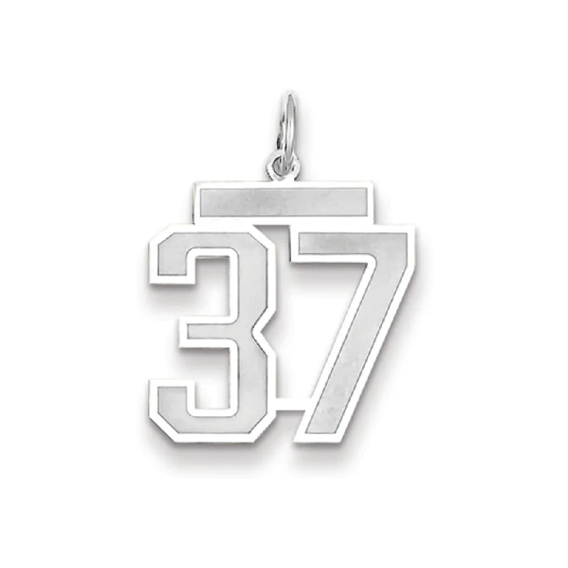 14k White Gold, Jersey Collection, Medium Number 37 Pendant