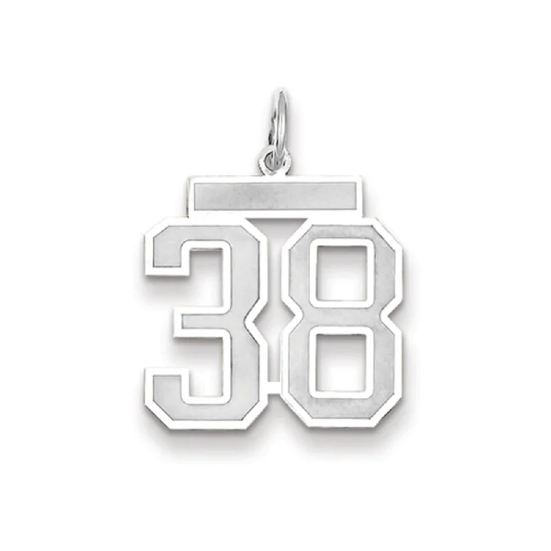 14k White Gold, Jersey Collection, Medium Number 38 Pendant