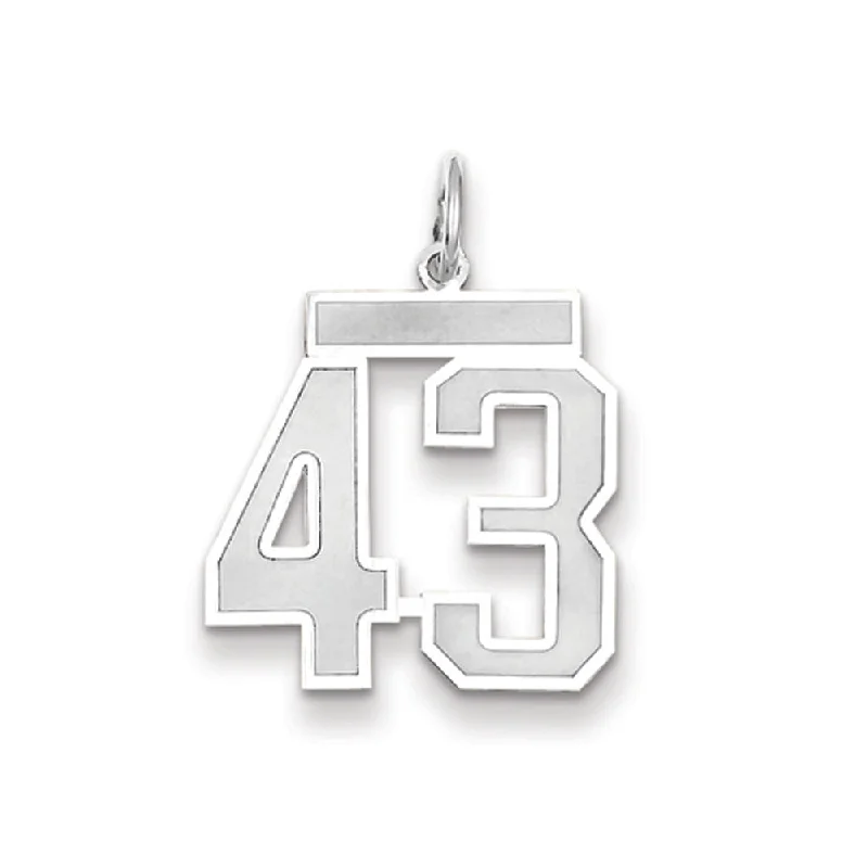 14k White Gold, Jersey Collection, Medium Number 43 Pendant