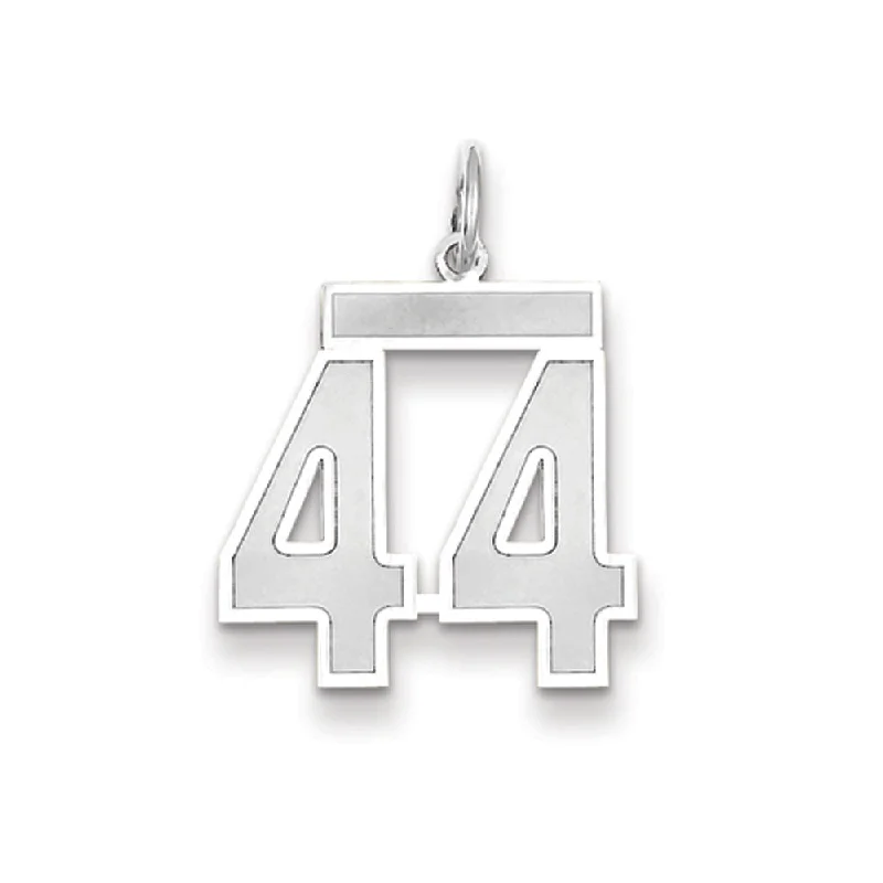 14k White Gold, Jersey Collection, Medium Number 44 Pendant