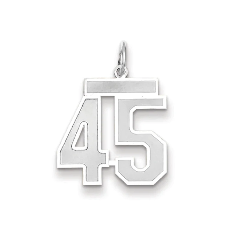 14k White Gold, Jersey Collection, Medium Number 45 Pendant