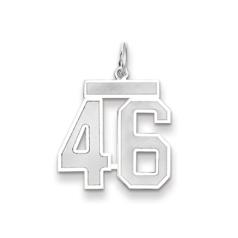 14k White Gold, Jersey Collection, Medium Number 46 Pendant